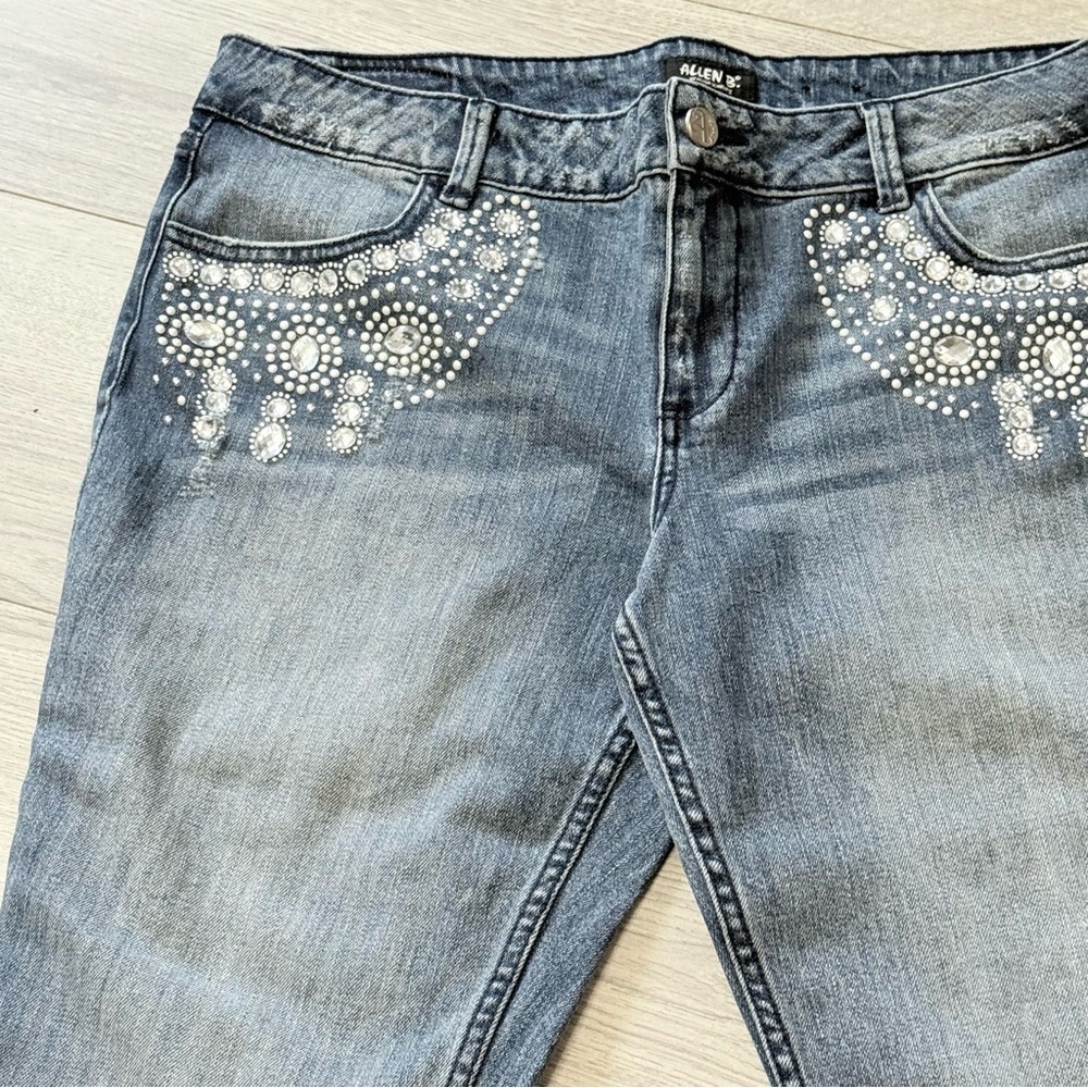 Allen B embellished Women's Jeans cropped - Picture 2 of 9